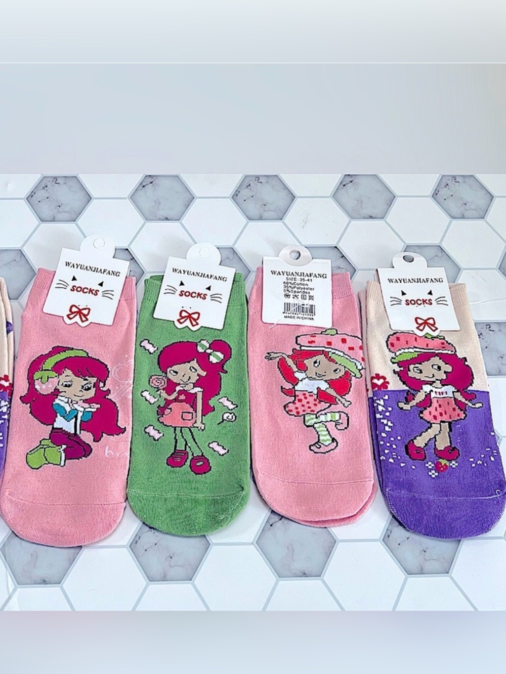 Strawberry Girl Ankle Socks 4 Pairs